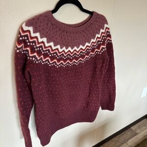Fjallraven Burgundy and White Wool Fairisle Patterned Sweater